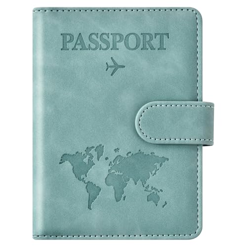 Passport Holder for Travel Essentials (light blue / Magnetic Clasp)
