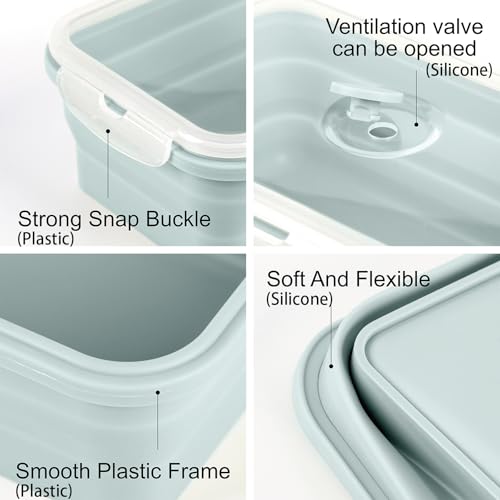 Extra Large Collapsible Silicone Food Storage Containers (2x2000Blue)
