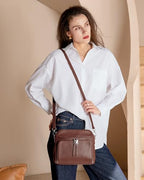 Genuine Leather Crossbody Bags for Women Travel Wallet Purse Coffee (Coffee)