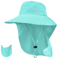 Sun Hat for Men Women with Neck Flap& Removable Face Cover Wide Brim (1pack-aqua)