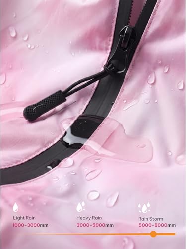 Adult Rain Poncho Waterproof Hooded Zipper Raincoat with Pockets (One Size / Tie-dye Pink)