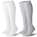 Cotton Compression Socks for Women&Men 20 (2 Pairs-grey&white / Medium-Large)