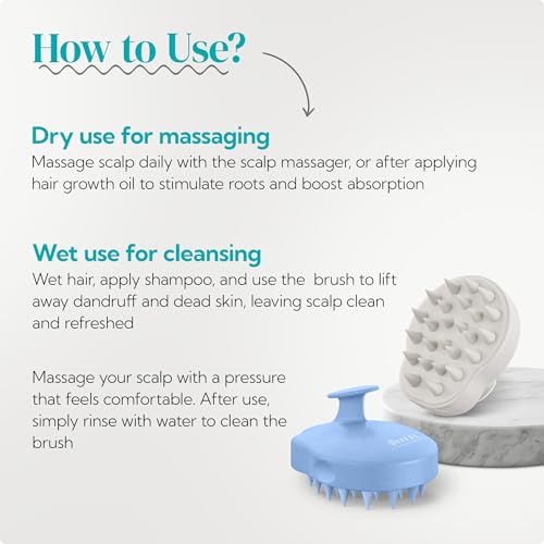 2 Pack Large Scalp Massager Scrubber Shampoo Brush for Hair Growth (New Blue & Beige)