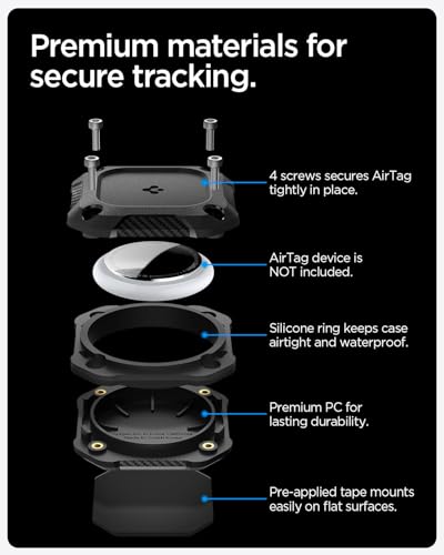 for AirTag Waterproof Case (Black / Adhesive (4-Pack))
