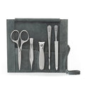 5pc Men's Grooming Set (5-Pc: Clipper, Mustache Scissors, Tweezer / Light Gray Suede Roll)