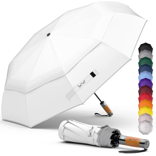 Compact Travel Umbrella for Rain (White)