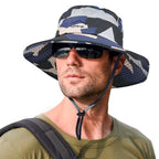 Sun Hats for Men Women UPF 50+ Breathable Wide Brim Summer Fishing (Camo Beige)