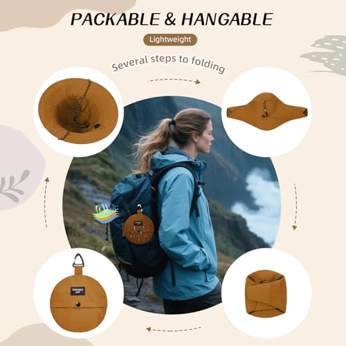 Waterproof Bucket Hats for Woman UPF 50+ Sun Hat Dark Mustard (Dark Mustard)