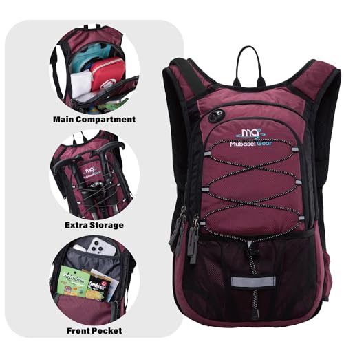 15L Insulated Hydration Backpack Pack with 2L Water Bladder Lightweight Hiking Backpack Bag for Women Men Daypack for Hiking Running Festival Camping Biking