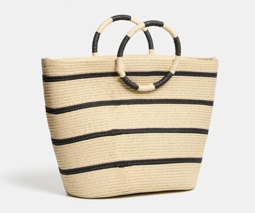 Beach Bags for Women Straw Tote Bag Summer Beach Bag Large Woven Straw Tote for Vacation Holiday (White)