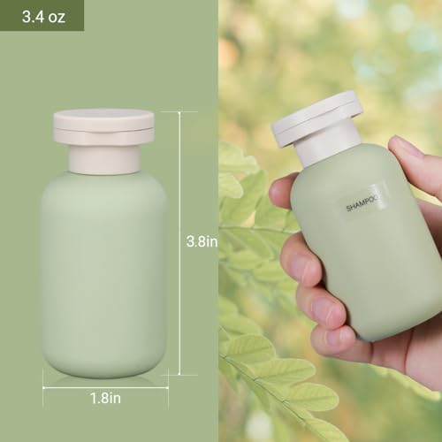 3.4 oz Plastic Small Travel Shampoo Bottles (Green / 3.4 oz)