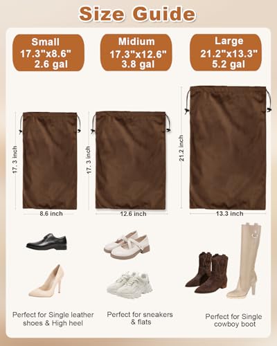 2 Pcs Shoe Bags for Travel (Mocha Mousse / 17.3"x12.6")