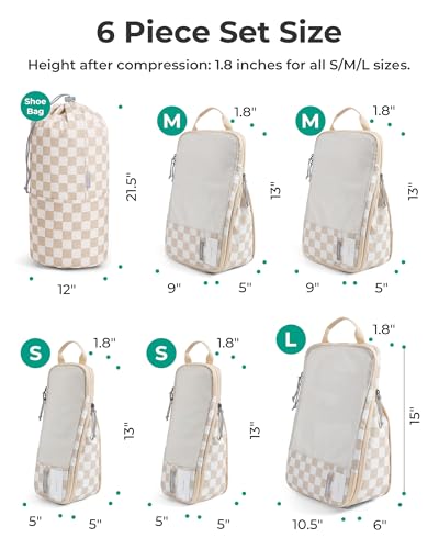 6 Set Compression Packing Cubes for Travel (Weekend Check / Set of 6)