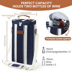 2 Bottle Insulated Wine Carrier Tote (Prussian Blue)