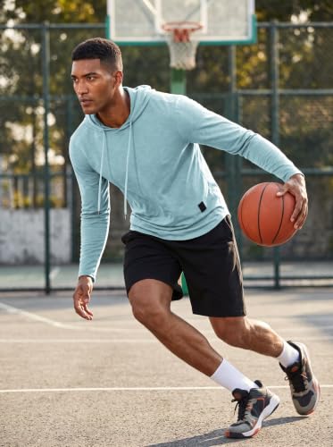 Mens Fashion Athletic Hoodies Sport Sweatshirt Solid Color Fleece Pullover Sky Blue (Medium / Sky Blue)