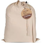 LFH Home Large Premium 1pack Cotton Rich Rich Canvas Laundry Bag with Drawstring and Handles Heavy Duty (18”x26” / Natural)