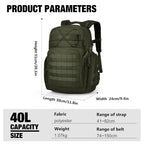 40L Tactical Backpack for Men (Army Green)