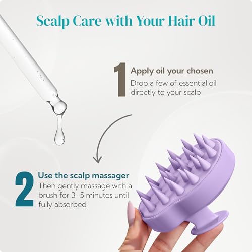 2 Pack Large Scalp Massager Scrubber Shampoo Brush for Hair Growth (Light Beige & Purple)