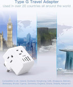 2 Pack US to UK Ireland Travel Plug Adapter