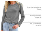 Long Sleeve Shirts for Women Casual Crewneck Tops Basic Tees (Large / 01grey)
