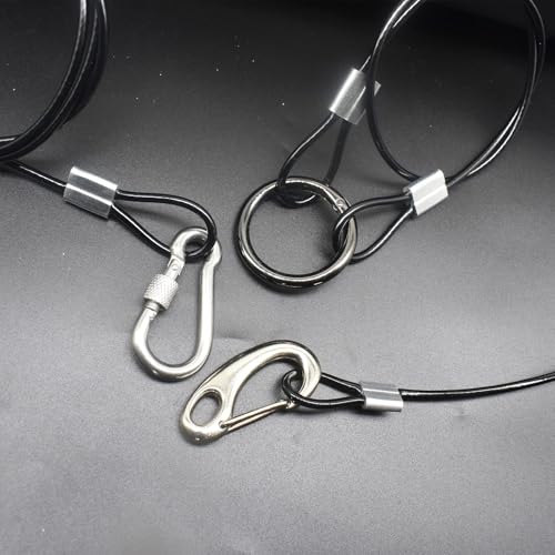 1/8"(3mm) Wire Diam Stainless Steel Cable Eyelets Loops Short Rope Lanyard Safety Tether Chain Lock with Vinyl Coated Cover, 20Pcs 6" Long Red (6 inches - 20 Pcs / Red-A)