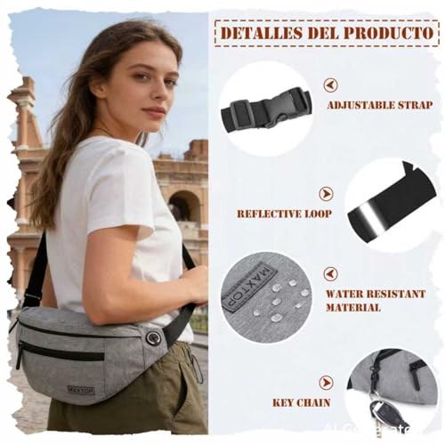Crossbody Bags for Women Men Travel Essentials Fanny Pack Belt Bag (Grey / Large)