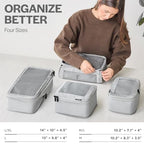 Compression Packing Cubes for Travel (4-Pack / Light Grey)