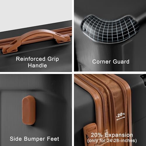 6 Piece Luggage Set (Black Brown / 6-Piece Set)