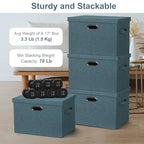 Storage Bins with Lids Fabric Closet Organizers Cubes Office Organization (Blue-Green / Large -3 Pack)