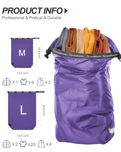 Compression Travel Laundry Bag for Dirty Clothes (Purple / Medium)