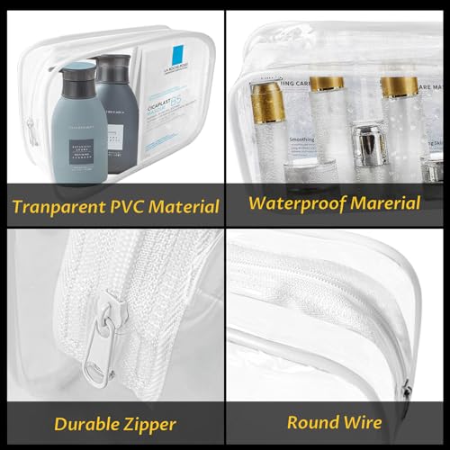 16 Pieces Clear Makeup Bags Bulk (16pcs White M)