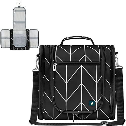 Extra Large Toiletry Bag Travel Bag for Women Men (Extra Large (12x6x12.5) / Black Chevron)