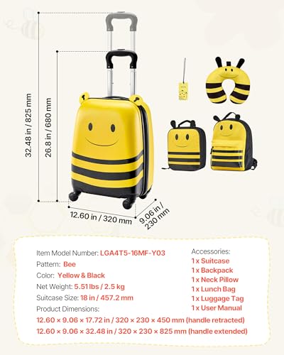 Kids Luggage Set (18 Inches 5-Piece Set / Bee)
