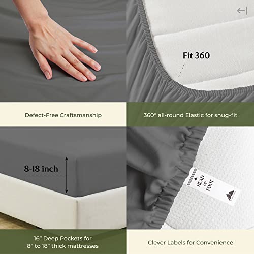100% Egyptian Cotton Full Size Sheets Set (Full / 02 - Dark Grey)