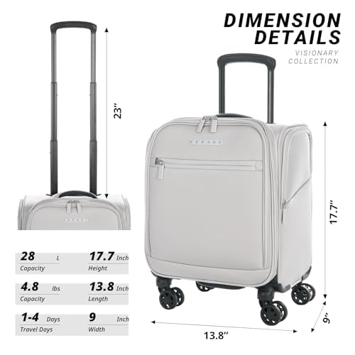 Underseat Carry On Luggage with Wheels (Cloud Gray / 14.5-Inch Plus Underseat)