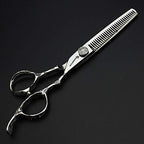 6/7/8-Inch Professional Hair Scissors Haircut Rose Pattern Hair Scissors Styling Tools Japanese Stainless Steel Scissor Set (6-in thinning scissors) (6-inch Thinning Scissors)