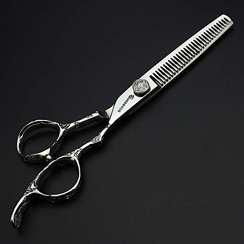 6/7/8-Inch Professional Hair Scissors Haircut Rose Pattern Hair Scissors Styling Tools Japanese Stainless Steel Scissor Set (6-in thinning scissors) (6-inch Thinning Scissors)