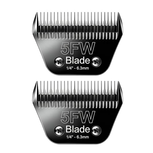 2PCS 5FW Wide Blades for Dog Grooming Compatible with Andis Clippers (Black/5FW / Black)