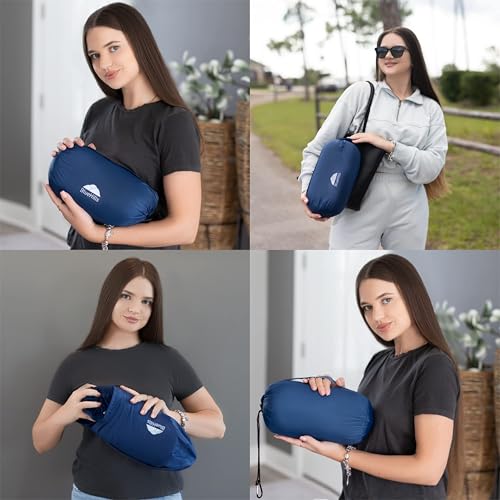 Ultra Compact 2 Pack Travel Blanket Pillow Airplane (C201-2pk-navy)