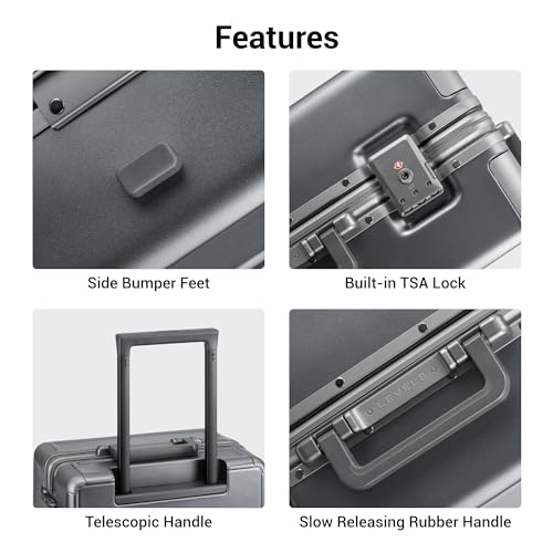 Zipperless Carry On Luggage Airline Approved Hard Suitcase 20" Grey (Grey / Carry-On 20 Inch (With 6PC Organizers))