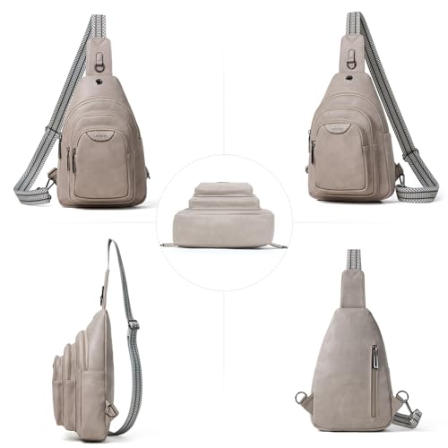 10L Crossbody Sling Bag for Women Men Anti Theft Cross Body Fanny Pack Belt Bag Purse Gifts for Women Faux Leather (10L / 10l-light Grey)