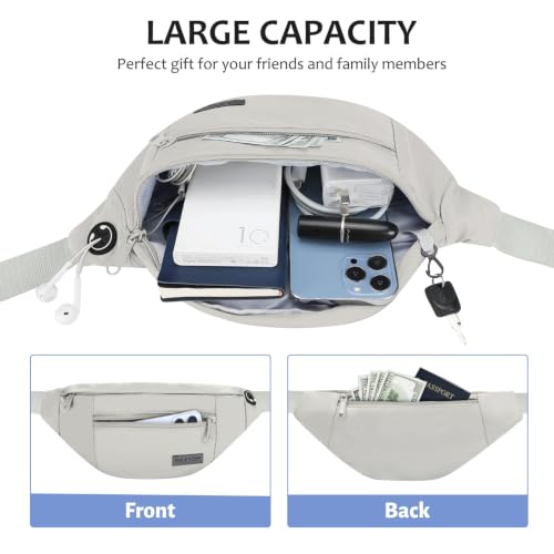 Large Grey Fanny Pack Crossbody Bags for Women Men Fashion Waist Bag (Cloud Grey / Large)