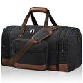 50L Canvas Duffle Bag for Travel Weekend Gym Overnight Carry (Black / 50L)