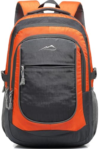 Extra Large Backpack Bookbag for College Travel Laptop Business Hiking Backpack Fit Laptop Up to 17 Inch Sturdy Multi Compartment Gifts for Men Women Night Light Reflective (17 Inch / Tangerine Orange)