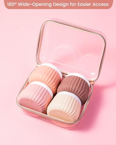 Travel Containers for Toiletries 4 Pack (3 oz / Red Soil-Clear Hard Zipper Case)