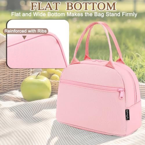 Lunch Bag Tote Bag Lunch Organizer Lunch Holder Insulated Lunch Cooler Bag for Women (Pink)