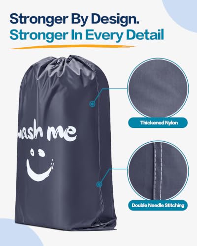2 Pack XL Wash Me Travel Laundry Bag ((2 Pack - Wash Me) Grey)