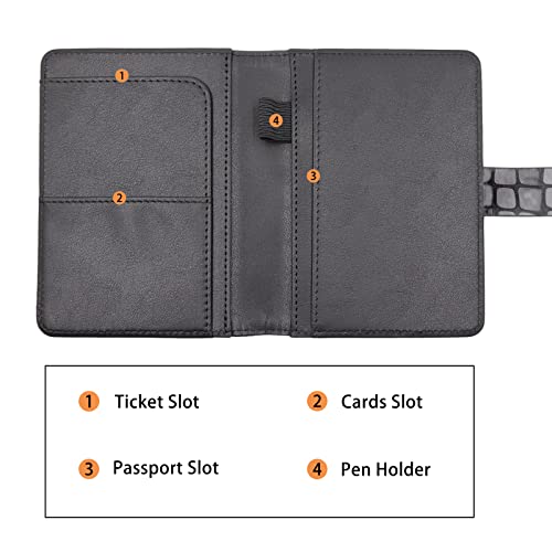 Premium Leather Passport Holder Covers Case (AI-Stone-black)