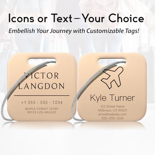 Customized Stainless Steel Luggage Tags (Classic Square-rose Gold)