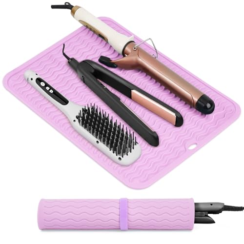Oversize Silicone Heat Resistant Mat for Hair Tools (Purple)